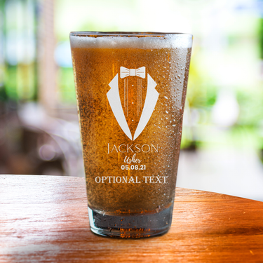 Personalized 16oz Pint Glass Usher Groomsmen Gifts